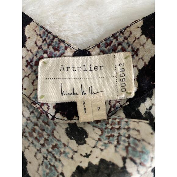 Artelier Nicole Miller 100% Silk 'Anaconda' Snakeskin V-Neck Blouse Sz P - Picture 10 of 12